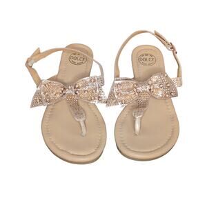 By Dolce Rhinestone Bow Sandals Dressy Thong Metallic Summer Size 7